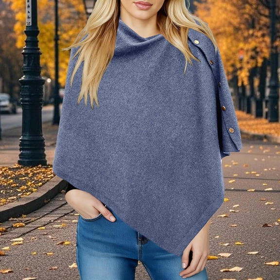 Shawls for Women Button Maxi Cape Shawl for Women Women Knitted Shawl Wraps Cardigan Cape Wool Shoulder Tops Shawls Scarf Women's Solid Color Shawl