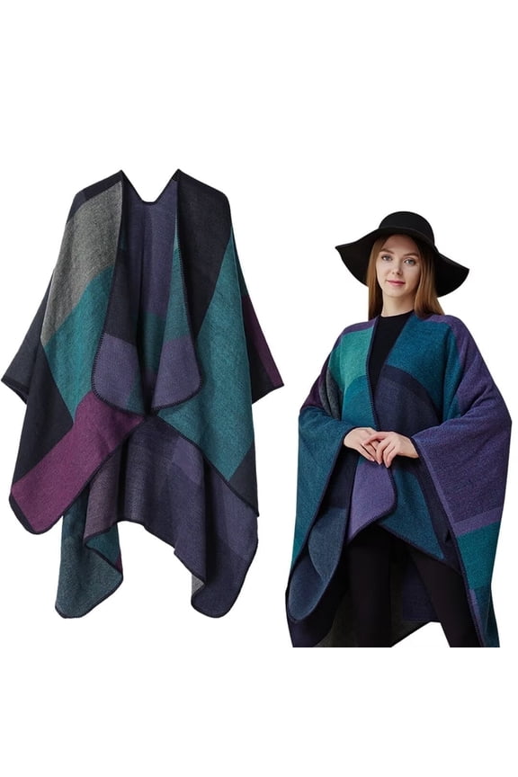 Shawls for Women Ponchos Scarf Womens Shawls and Wraps Cape Coat Open Front Blanket Purple
