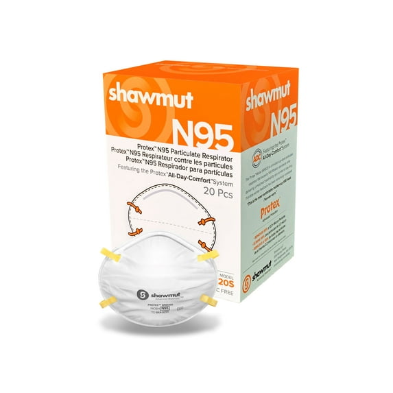 Shawmut Protex™ SR9520S N95 Disposable Respirator Size S Made in USA NIOSH Approved (20 pack)