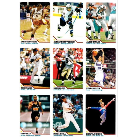 Shawn Johnson Rookie Card Drew Brees Alexander Ovechkin 2007 Sports Illustrated for Kids 9 card sheet