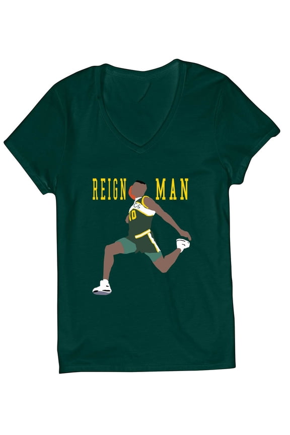 Shawn Kemp Reign Man Seattle LADIES V-NECK Shirt T-Shirt