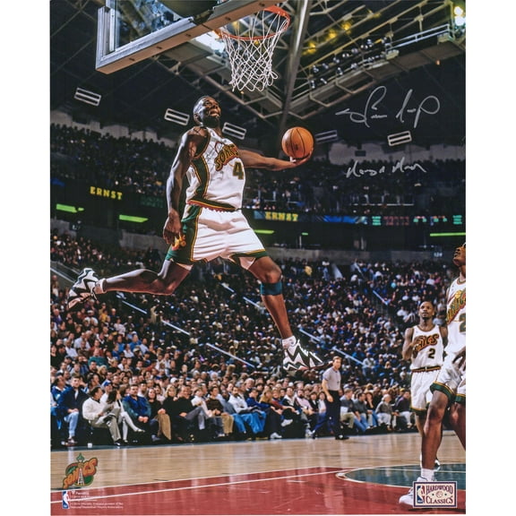 Shawn Kemp Seattle Supersonics Autographed 16" x 20" Windmill Dunk Photograph with "Reign Man" Inscription - Fanatics Authentic Certified