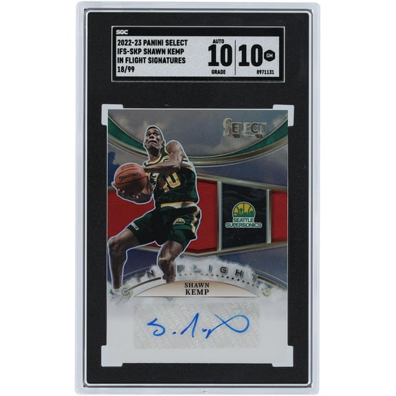 Shawn Kemp Seattle Supersonics Autographed 2022-23 Panini Select In Flight #IFS-SKP #/199 SGC Authenticated 10/10 Card - Fanatics Authentic Certified