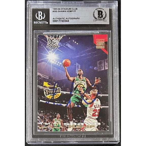 Shawn Kemp Signed 1993-94 Stadium Club Card #355 BAS 17740344 Supersonics