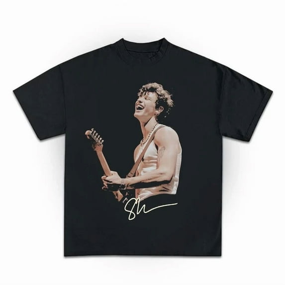 Vintage Shawn Mendes On The Road Again Tour Date 2025 Graphic T-shirt ,Black Color,Size M