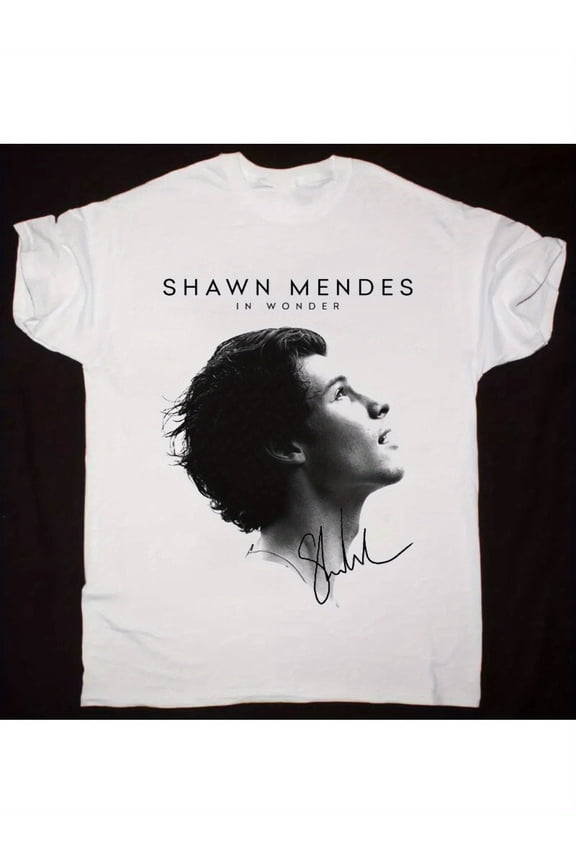 Shawn Mendes "Wonder" Graphic T-Shirt - Black Short-Sleeve Crew Neck Tee with Inspirational Print, Regular Fit Casual Shirt for Men, All-Season Comfort, Stylish Everyday Wear, Everyday Tshirt