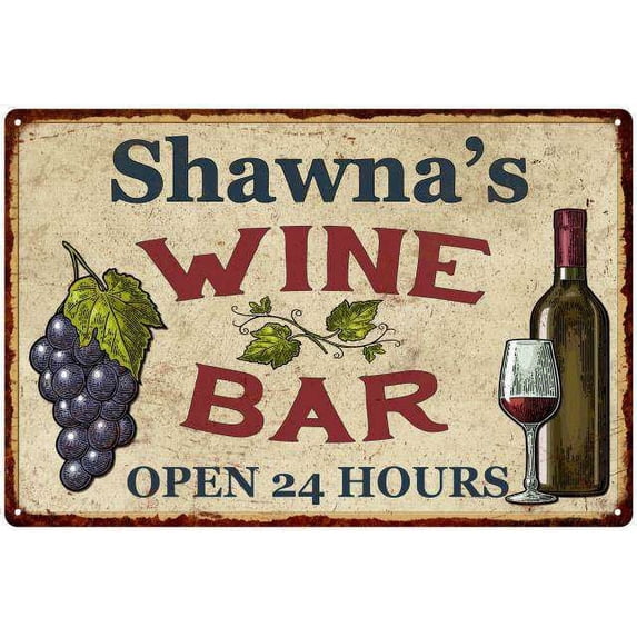 Shawna's Rustic Wine Bar Sign Wall Decor Kitchen Gift 12 x 18 Matte Finish Metal 112180056562