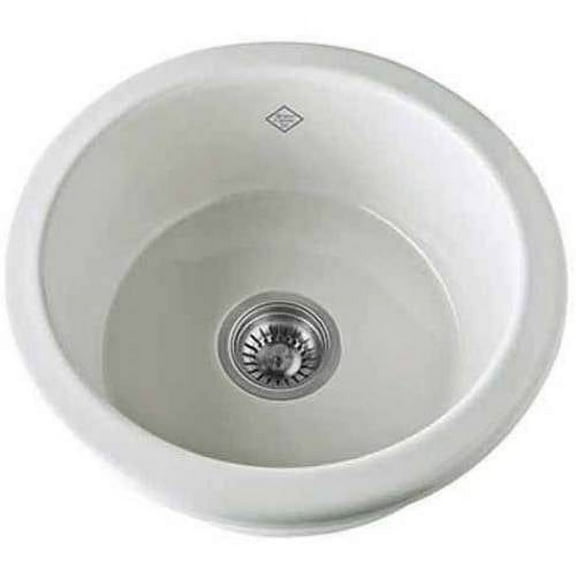 Shaws Classic Lancaster Round Bar/Food Prep Sink In White Fireclay 18 1/8" Diameter 7 1/4" Overall Depth