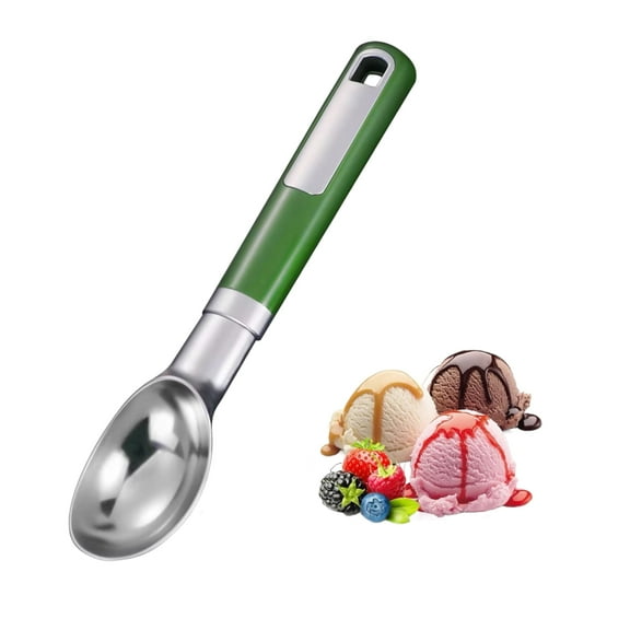Shaws Cookware Stainless Steel Ice Cream Scoop - Heavy Duty Ice Cream Spoon with Soft Grip Handle, Dishwasher Safe Kitchen Tool, Ice Cream Scooper for Gelato, Sorbet, Cookie Dough - Green