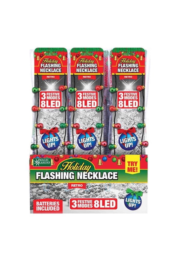 Shawshank Ledz 9007927 Magic Seasons Christmas Holiday Flashing Necklace, Multi Color - Pack of 36
