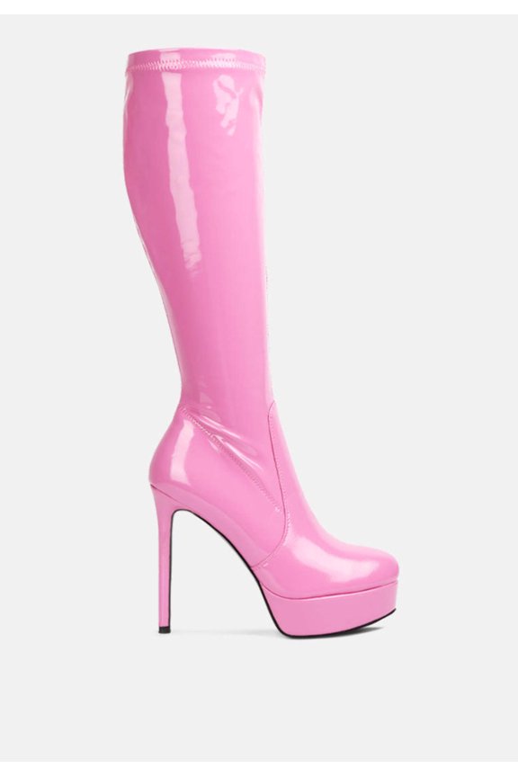 Shawtie High Heel Stretch Patent Calf Boots