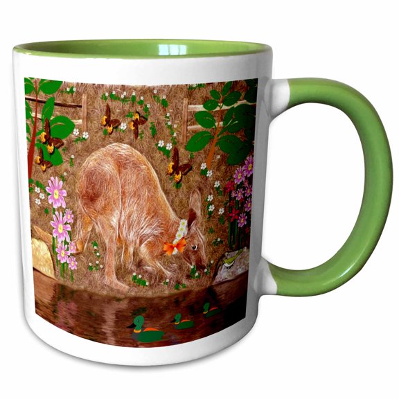 3drose, Shay Kangaroo, 11oz Two-tone Green Mug