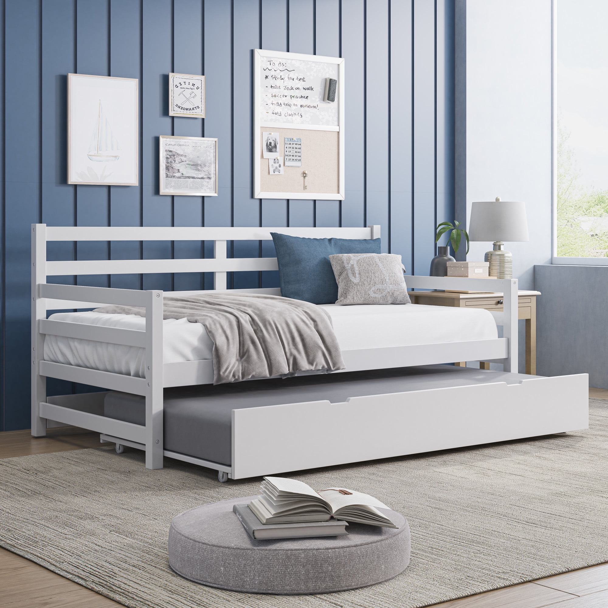 Hillsdale Shaye Wood Twin Daybed with Trundle – Space-Saving White