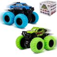 thumbnail image 1 of Shayson Monster Trucks Car Toys - Monster Toys Truck 2 Pack Stunt Cars Set - Friction Powered Toddler Car Toy for Boy 3 5+, Green+Blue, 1 of 7
