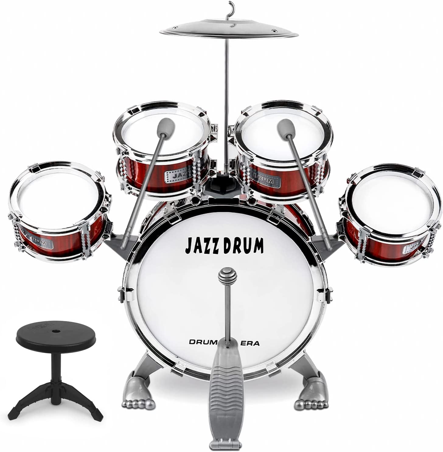 Shayson Toddler Drum Kit Jazz Drum Set 5 Drums with Stool Mini Band