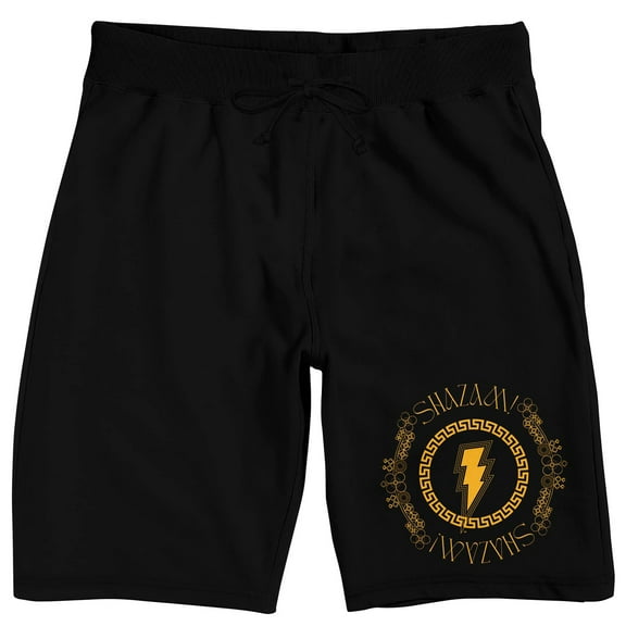 Shazam 2 Fury Of The Gods Logo & Runes Men's Black Sleep Pajama Shorts-Medium