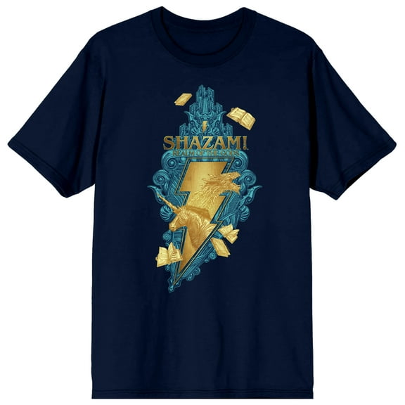 Shazam 2 Fury Of The Gods Realm Of The Gods Crew Neck Short Sleeve Navy Men's T-shirt-3XL