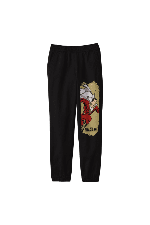 Shazam! Character with Circle Frame and Logo Name Youth Athletic Heather Graphic Jogger Pants-XL-Small