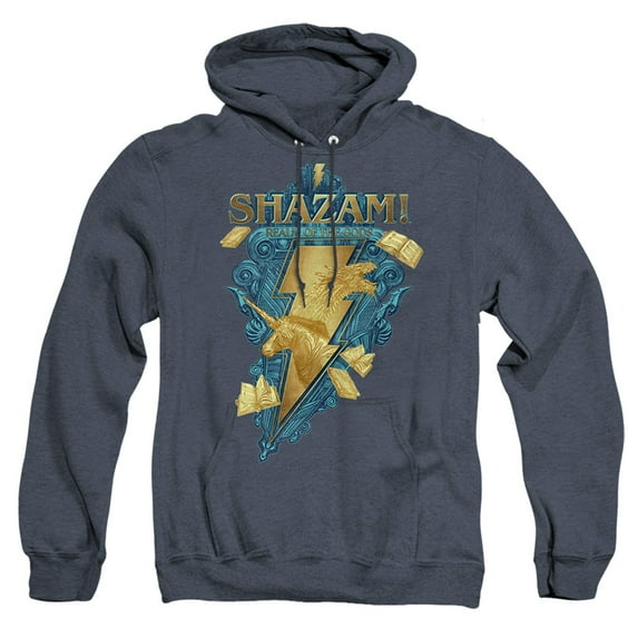 Shazam! Fury of The Gods Big Blue Seal Unisex Adult Pull-Over Heather Hoodie,Navy, Large