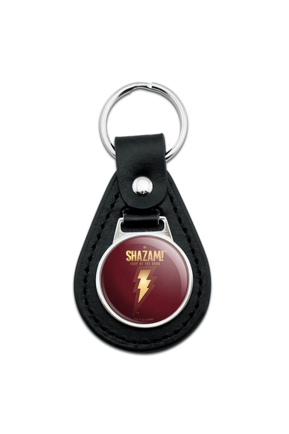 Shazam Fury of the Gods Lightning Bolt Black Leather Keychain
