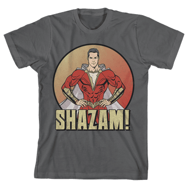 Shazam! Movie Character In Circle Crew Neck Short Sleeve Charcoal Boy's T-shirt-Medium