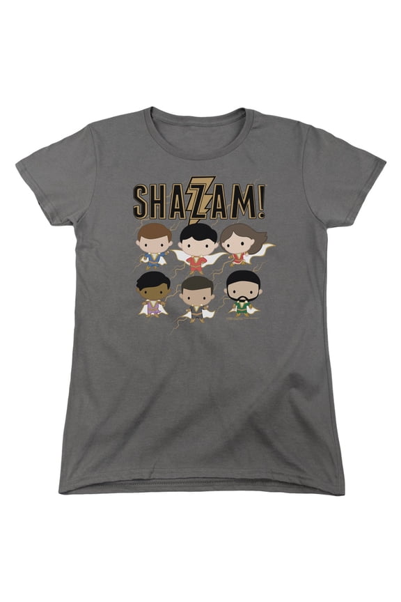 Shazam Movie Chibi Group Women's T-Shirt Charcoal