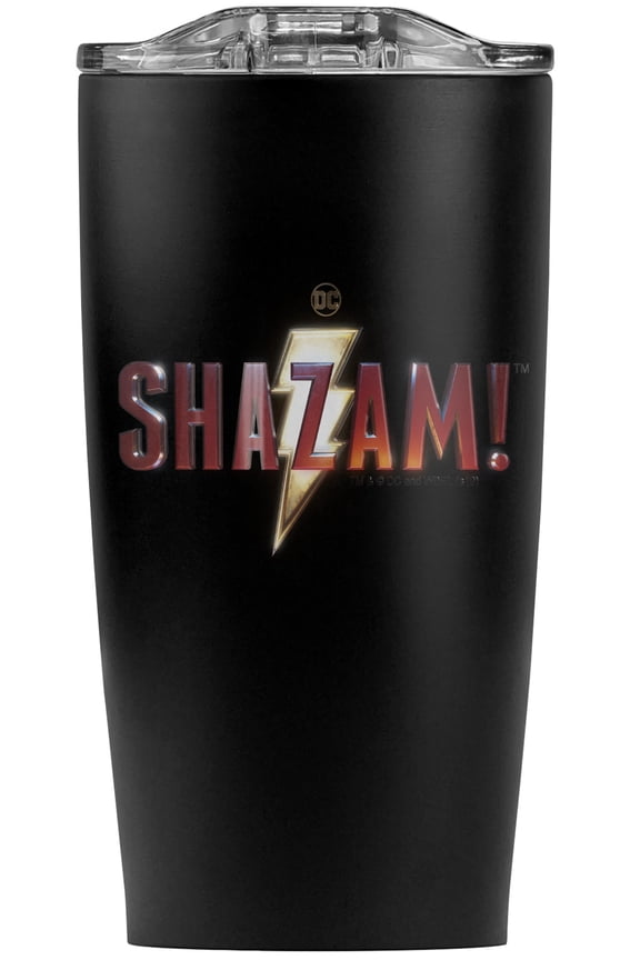 Shazam! Movie Lightning Logo Stainless Steel 20 oz Travel Tumbler, Vacuum Insulated & Double Wall with Leakproof Sliding Lid | Great for Coffee/Hot Drinks and Cold Beverages
