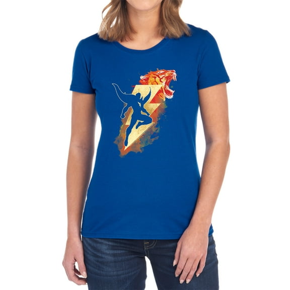 Shazam Movie Tiger Bolt Women's T Shirt, Royal, 2X-Large