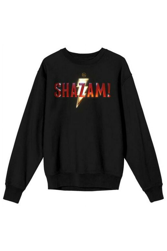 Shazam! Movie Title Logo Women's Black Long-Sleeve Sweatshirt-3XL
