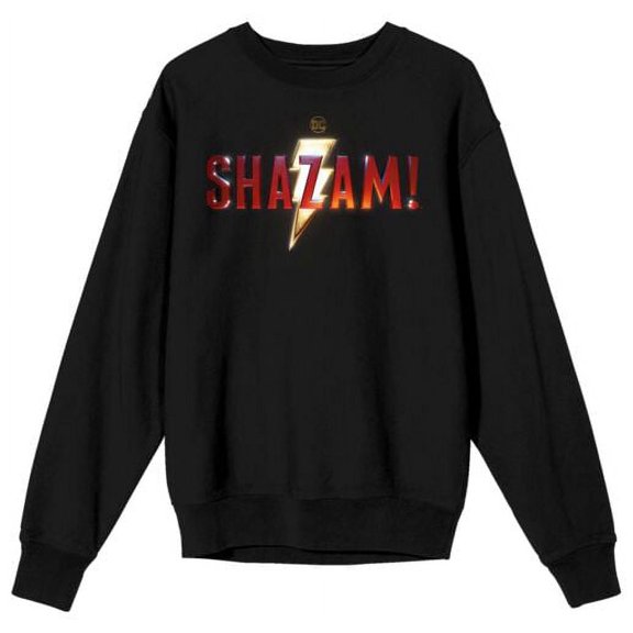 Shazam! Movie Title Logo Women's Black Long-Sleeve Sweatshirt-XXL