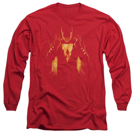 Shazam Movie Whats Inside Long Sleeve Adult 18/1 T-Shirt Red