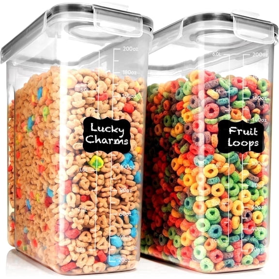 Shazo 2 Pack (6.3L / 213 oz) EXTRA Large Cereal Containers Storage Set, BPA Free Airtight Food Storage Containers for Bulk Cereal, Rice, Pasta, Sugar