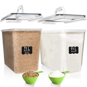 Shazo 4Pcs (11L | 11000ML) Extra Large Airtight Flour Sugar Storage Containers with Lids, BPA Free Plastic Food Storage Containers with Lids + 2 Measuring Spoon