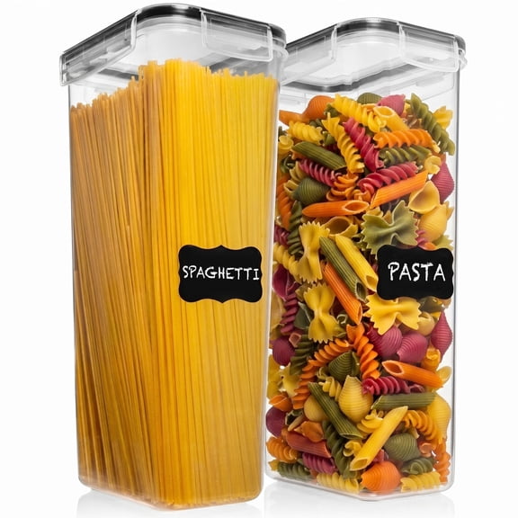 Shazo 2 Pack 2.8L Airtight Food Storage Containers with Lids – Spaghetti & Pasta Containers for Pantry Organization, BPA Free Kitchen Canisters for Cereal, Flour, Sugar, Rice & Dry Food Storage