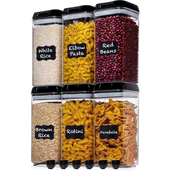 Shazo 6 PC (1.2L | 40oz) Airtight Food Storage Containers with Lids, BPA-Free Cereal Containers Storage for Bulk Cereal, Rice, Pasta, Sugar, Pantry, Includes 2 Measuring Spoon