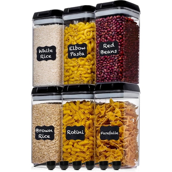 Shazo 6 PC (1.2L | 40oz) Airtight Food Storage Containers with Lids, BPA-Free Cereal Containers Storage for Bulk Cereal, Rice, Pasta, Sugar, Pantry, Includes 2 Measuring Spoon