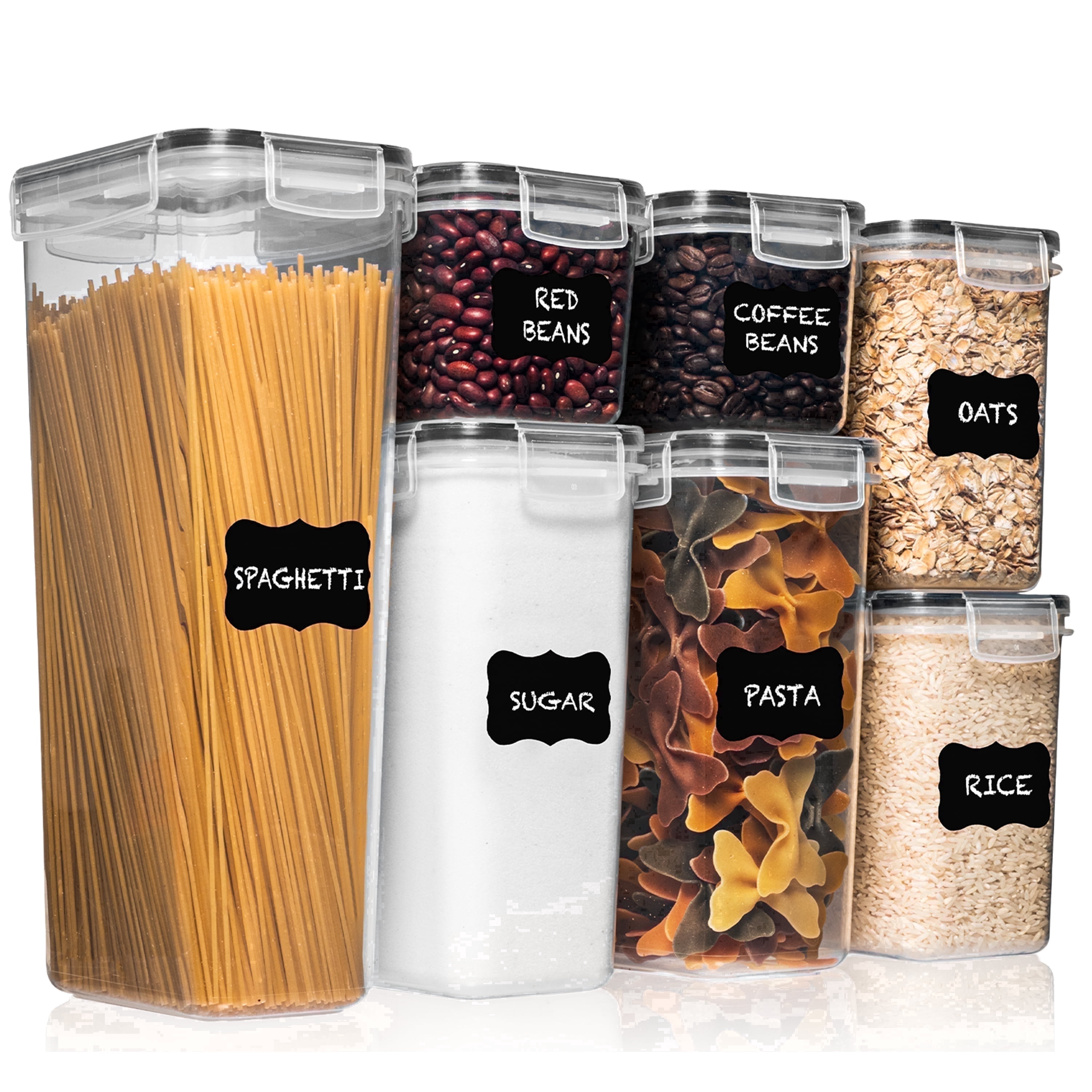 Shazo 7PC Food Storage Containers with Lids, Airtight Food Storage Containers Set for Pantry Organization, BPA Free Kitchen Canisters for Flour Sugar Pasta Cereal, Stackable Kitchen Storage Container
