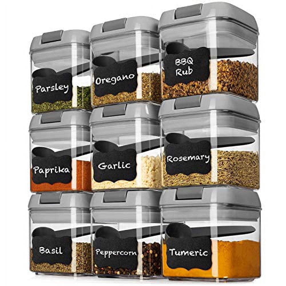 Mimorou 30 Pack 8.7 oz Plastic Spice Jars with Shaker Lids Clear Seasoning  Containers Spice Bottles for Kitchen Storing Spice Herbs Seasoning Powders