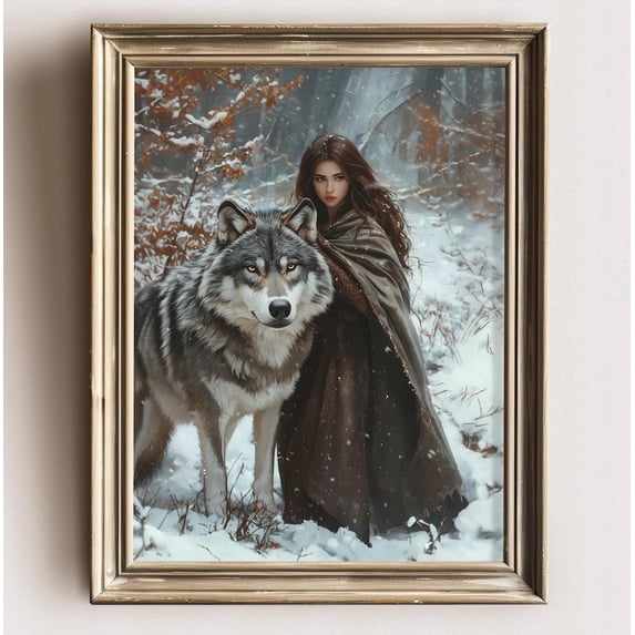 She And Her Wolf Wall Art, Dark Academia, Wolves, Goth Moody Victorian ...