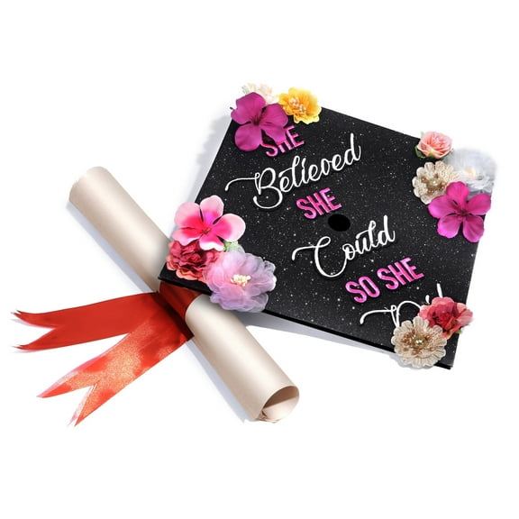 She Believe She Could So She Did Graduation Cap Decorations Topper, by Once Upon a Time