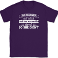 thumbnail image 1 of She Believed But She Was Really Tired T-Shirt Funny Humor Text Tee - Purple, S, 1 of 1