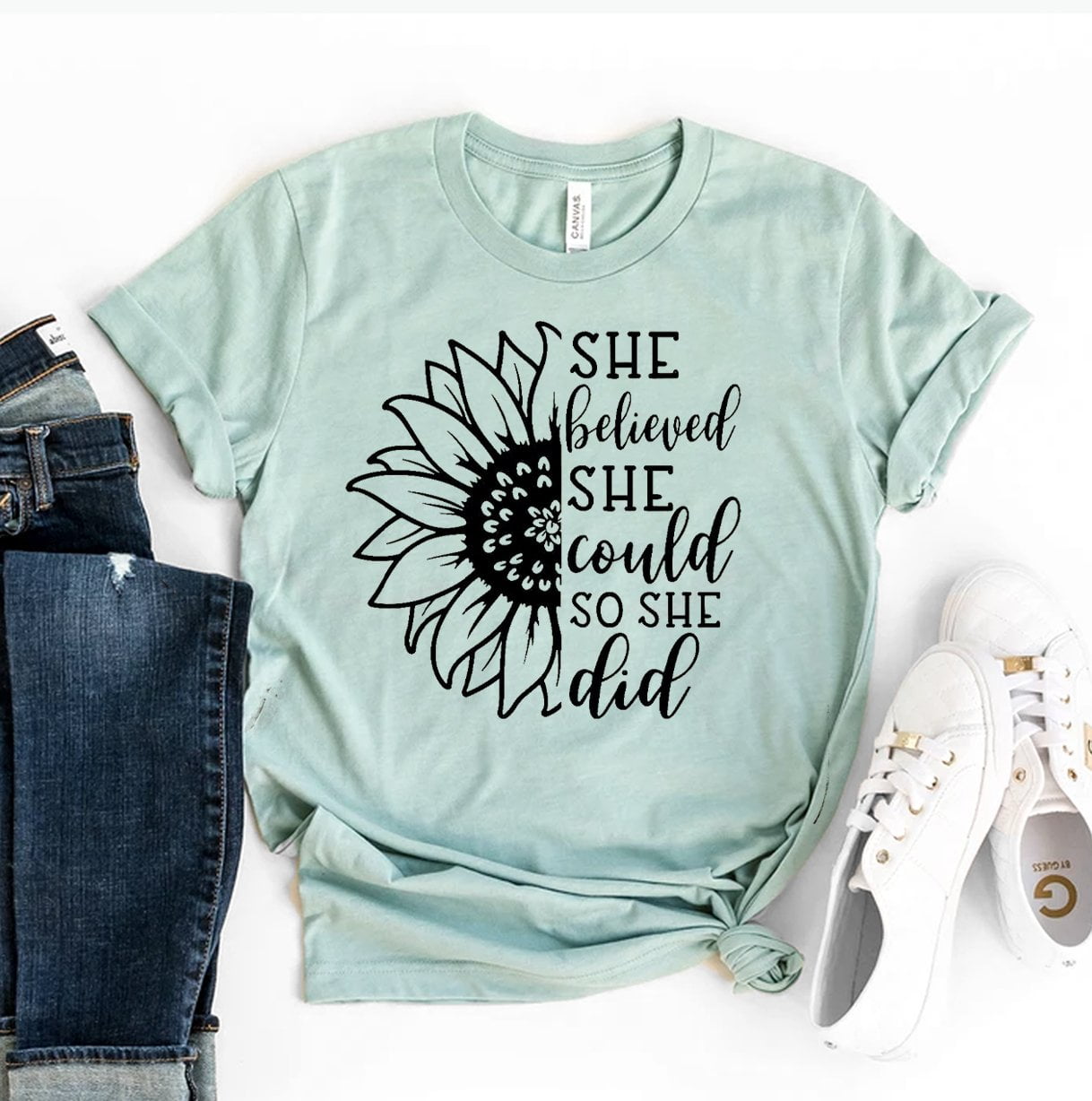 She Belived She Could So She Did - Motivational Womens Tees
