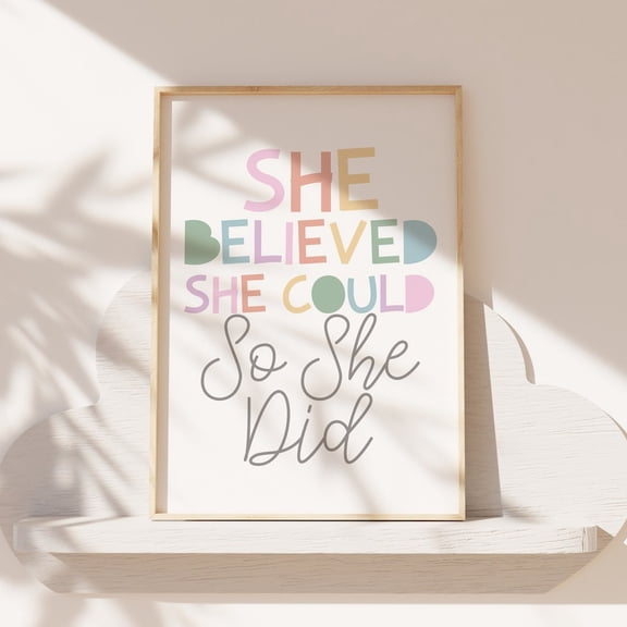 She Believed She Could Girls Print for Girls Bedroom Decor