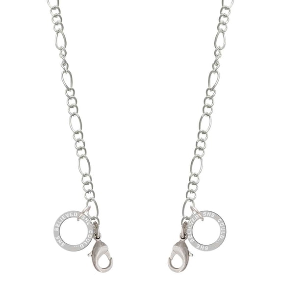 She Believed She Could Infinity Ring Silvertone Face Mask Necklace