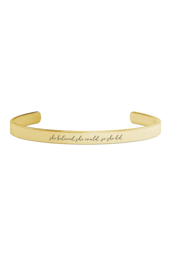 She Believed She Could, So She Did, Inspirational Positive Affirmation Cuff Bangle Jewelry