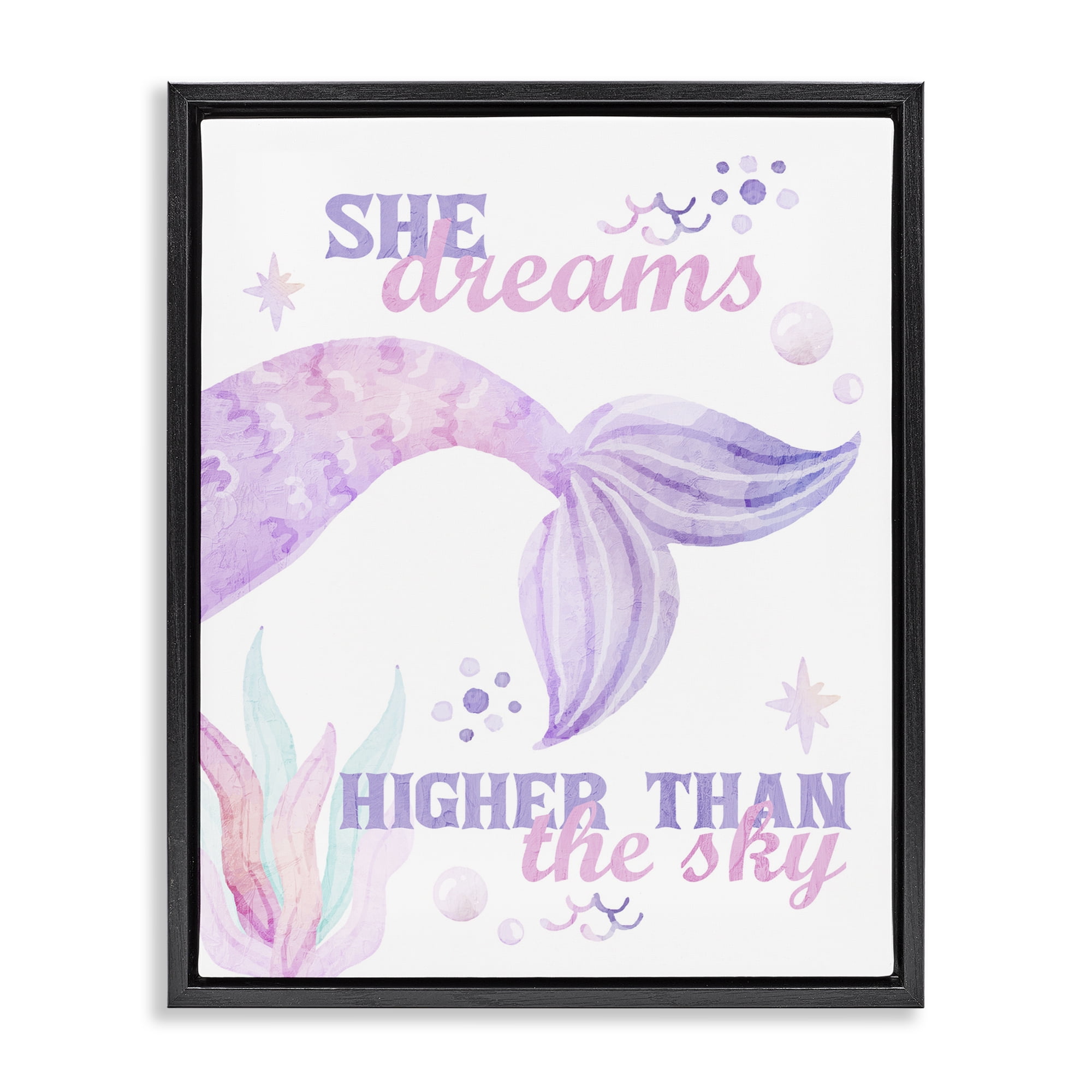 She Dreams Higher Than The Sky Black Framed Floater Canvas Wall Art, design by Kim Allen