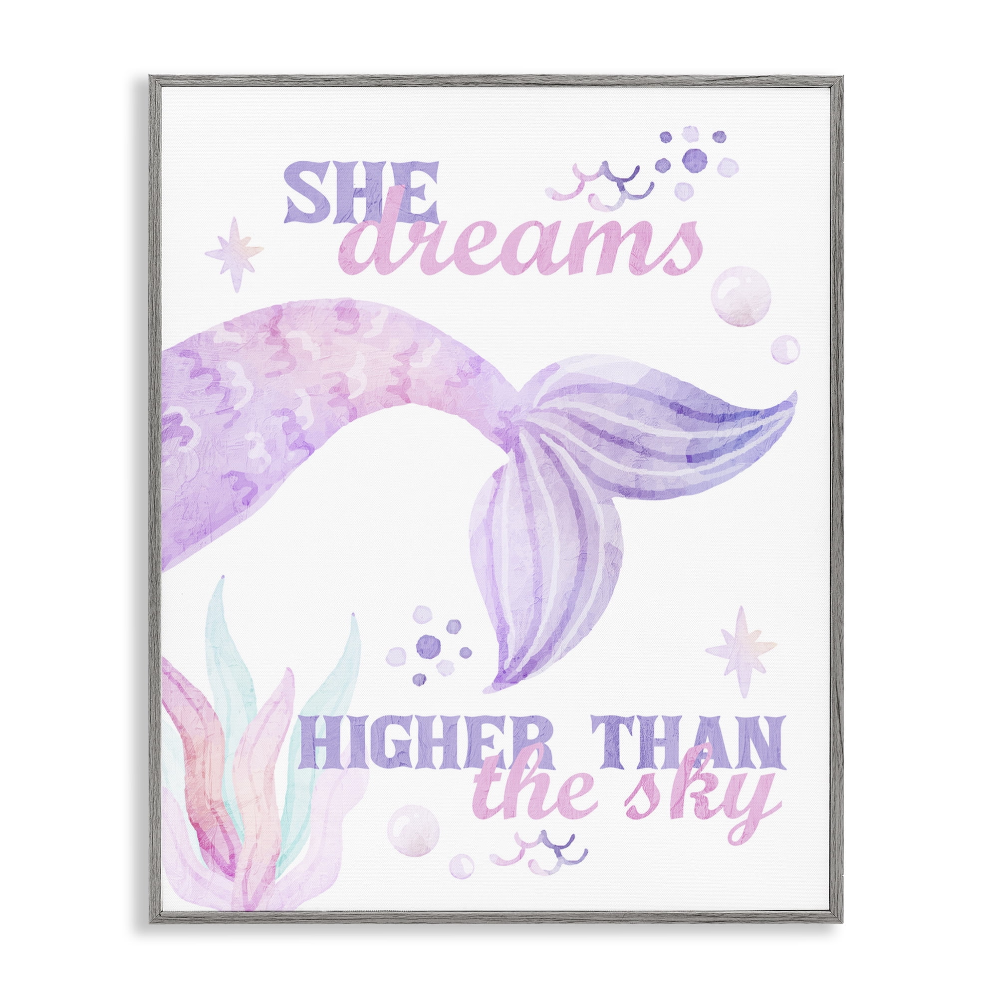 She Dreams Higher Than The Sky Gray Framed Giclee Art, design by Kim Allen