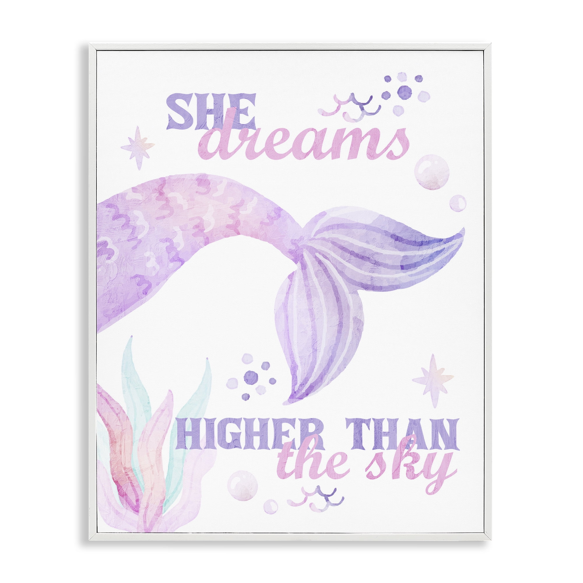 She Dreams Higher Than The Sky White Framed Giclee Art, design by Kim Allen