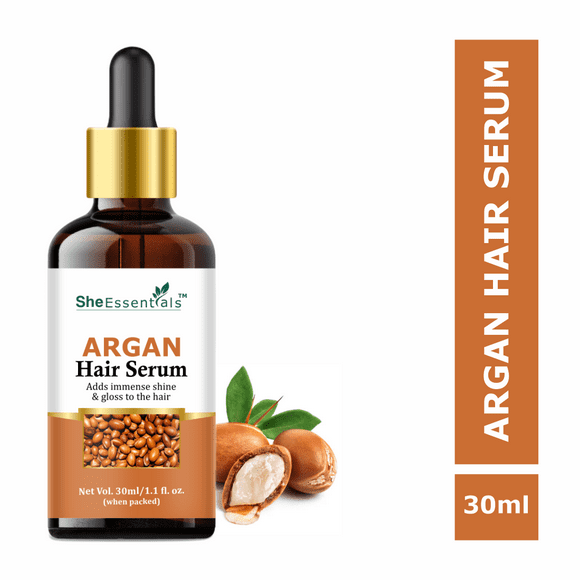She Essentials Anti-Frizz Argan Hair Serum for Hair Fall Control, Dull & Rough Hair Texture