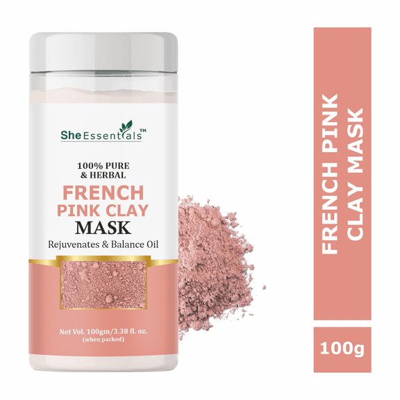 She Essentials French Pink Clay , Face Pack for Skin Regeneration 100gm